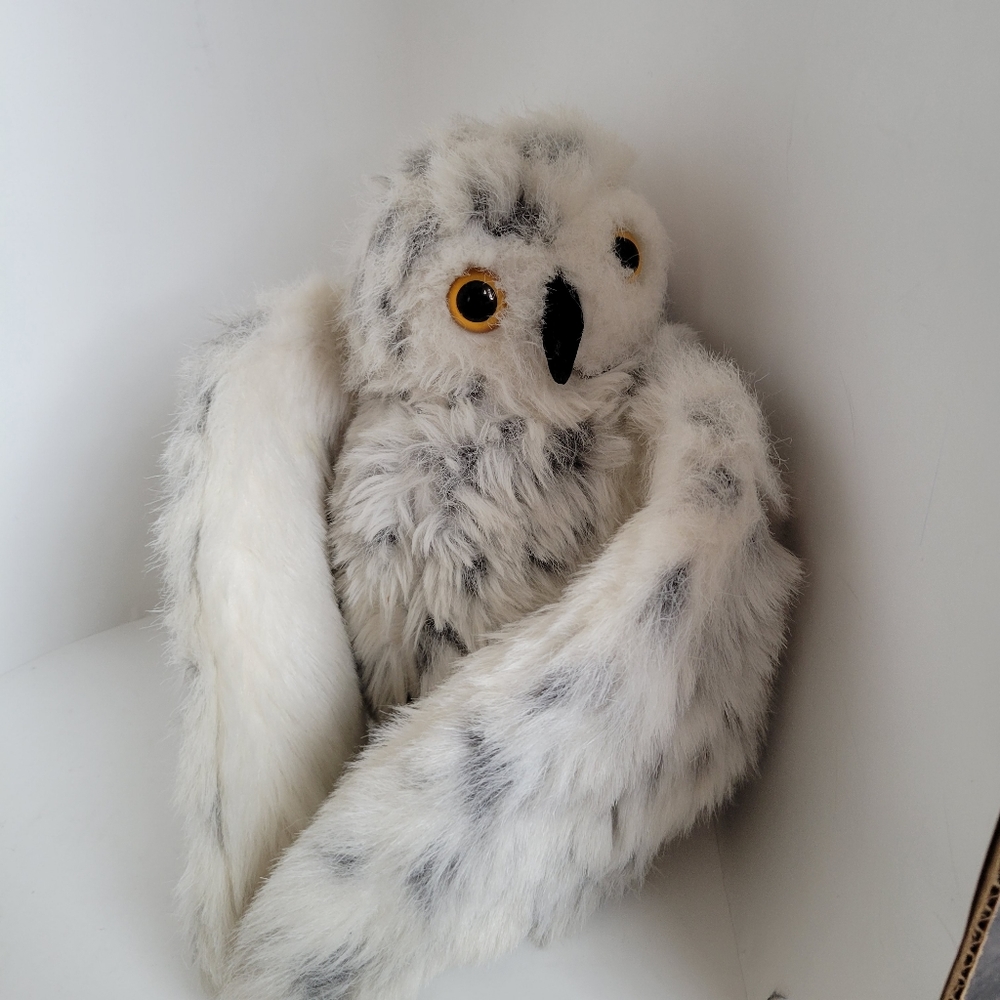 Furry Folk Snow Owl Vintage Hand Puppet by Folkmanis White Head Spins 360